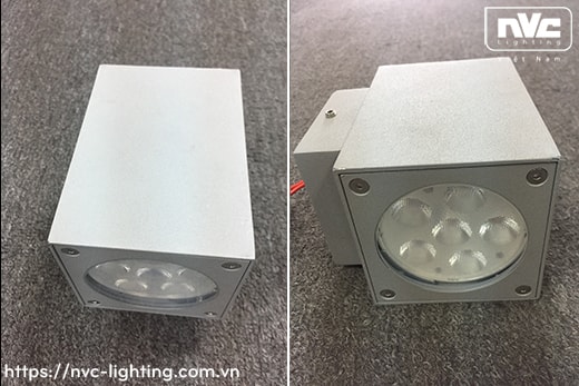 NWLED5513 7.5W 14.5W – Đèn LED surface wall light gắn tường IP54 25° mặt vuông, chiếu 1 đầu hoặc 2 đầu, chip Cree, thân nhôm đúc, kính cường lực trong
