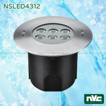 NSLED4312 17W 24W - Đèn âm nước thân inox 316, kính cường lực 7mm chịu lực max 1693kg Ø60mm, đệm cao su EDPM kín nước, chip Osram, IP68