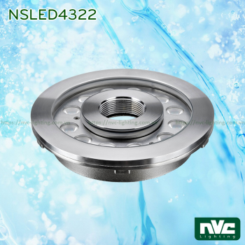 NSLED4322 30W 34W - Đèn LED âm nước bánh xe, thân inox 316, kính cường lực 8mm, đệm cao su EDPM kín nước, chip Osram, IP68