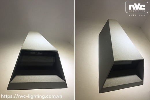 NWLED5522 7W - Đèn LED gắn tường surface wall light IP54 chiếu 2 đầu, chip CREE, dùng hành lang, ban công, thân nhôm đúc, kính cường lực trong