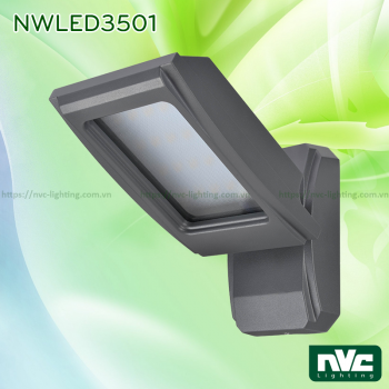 NWLED3501 12W - Đèn LED surface wall light gắn tường IP54 60° chiếu sáng cổng ra vào, thân nhôm đúc, kính cường lực mờ chống chói