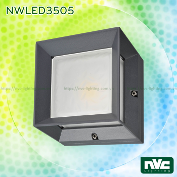 NWLED3505 3W - Đèn LED gắn tường COB chiếu hành lang, thân nhôm đúc nguyên khối, lens kính cường lực IP55