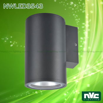 NWLED3543 9.4W, NWLED3544 18.5W - Đèn LED gắn tường 45° IP54, chiếu 1 đầu hoặc 2 đầu, chip COB Bridgelux, thân nhôm đúc, kính cường lực trong