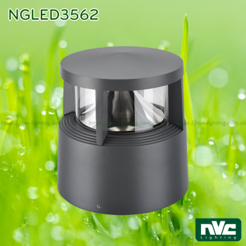 NGLED3562 14W - Đèn nấm sân vườn LED SMD IP54, thân hợp kim nhôm cán cao cấp phủ sơn tĩnh điện chống han gỉ, lens PC trong khuếch tán ánh sáng tốt, cao 210mm