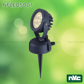 NFLED5001 8W - Đèn LED cắm cỏ chip Cree IP65, góc chiếu 25°, CRI 80, thân nhôm đúc phủ sơn tĩnh điện chống ăn mòn, mắt LED chống chói, mặt kính chịu lực chịu nhiệt, cao 142mm