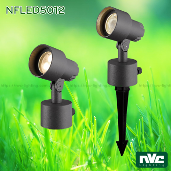 NFLED5012 6.5W 9W - Đèn LED cắm cỏ IP65 chip Cree, góc chiếu 24°, CRI 80, thân nhôm đúc phủ sơn tĩnh điện chống ăn mòn, mắt LED chống chói, mặt kính chịu lực chịu nhiệt, cao 0.17m