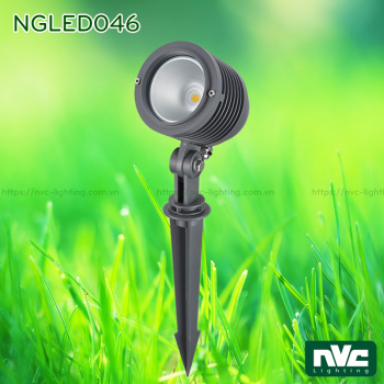 NGLED046 10W - Đèn LED cắm cỏ chip Cree IP54, góc chiếu sáng 45°, CRI 80, thân nhôm đúc cao cấp phủ sơn tĩnh điện chống ăn mòn, vân chống chói, mặt kính cường lực chịu nhiệt, cao 0.26m