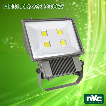 NFDLED253 50W 100W 150W 200W - Đèn pha LED ngoài trời COB IP65 (có tùy chọn tích hợp cảm biến vi sóng tự động tắt bật), thân nhôm đúc nguyên khối phủ sơn tĩnh điện chống ăn mòn, chóa nhôm 6063 phản quang truyền tải ánh sáng xa và ít hao tổn, góc chiếu 120°