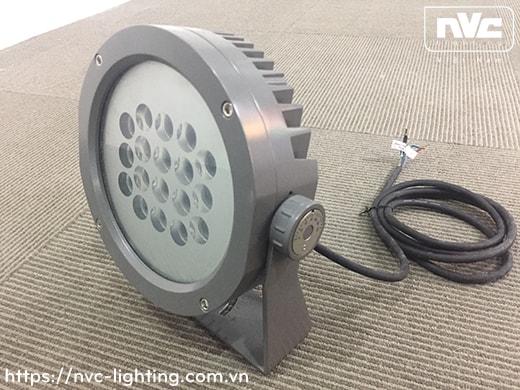 NFLED4018 - Đèn pha LED ngoài trời COB 25W IP65 mặt tròn, thân nhôm đúc nguyên khối phủ sơn tĩnh điện chống ăn mòn, mặt kính chịu lực 5mm chịu được lạnh và nhiệt độ cao, mắt vân chống chói, chip OSRAM, góc chiếu 20°