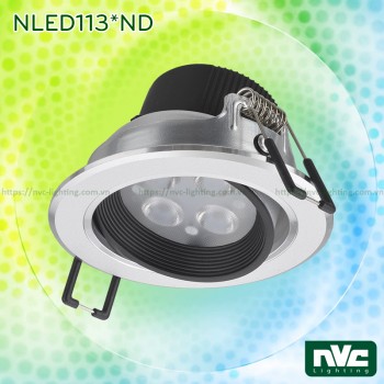 NLED1134ND 4W, NLED1136ND 6W, NLED1138ND 8W - Đèn rọi LED âm trần SMD nguyên khối, mặt lõm, vành xoay 60°, vân tán quang, chấn lưu liền