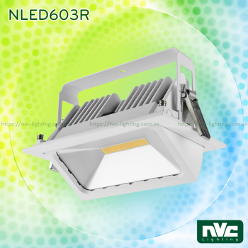 NLED603R 50W (COB), NLED604R 25W 35W (SMD) - Đèn spotlight là mờ chống chói, thiết kế lắp nổi, hình chữ nhật, góc xoay 45°