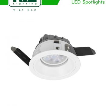 NLED8033N NLED8034N - Đèn rọi âm trần SMD mặt lõm sâu, chiếu thẳng, tản nhiệt bằng nhôm đúc, tai đèn dạng lá thép đàn hồi chống gỉ