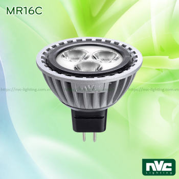 MR16C 6W - Bóng nón LED chân cắm G5.3, điện áp 12V, thân nhôm đúc anodized cao cấp, mắt vân chống chói, góc chiếu 25°, tương thích DIM