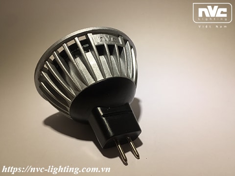 MR16C - Bóng nón LED/Bóng chén LED chân cắm G5.3 12V, thân nhôm đúc anodized cao cấp, mắt vân chống chói, góc chiếu 25°