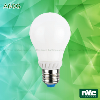 A60G 3W 5W 7W 9W - Bóng đèn LED bulb 360° đui xoáy E27, chóa thủy tinh, tản nhiệt nhôm đúc trong thân bóng, điện áp 110V-240V