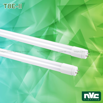 T8E-II 9W 18W - Bóng đèn tuýp LED ống thẳng T8 thủy tinh tổng hợp pha nhựa chống dập vỡ, chóa nano phản quang, chip SMD 2835, góc chiếu 180°, tuổi thọ 25.000h, Ra 70, PF 0.5