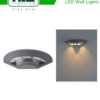 NWLED3508 - Đèn LED gắn tường 5W dạng đĩa bay, chiếu hành lang, ban công, thân nhôm đúc nguyên khối, kính cường lực IP54