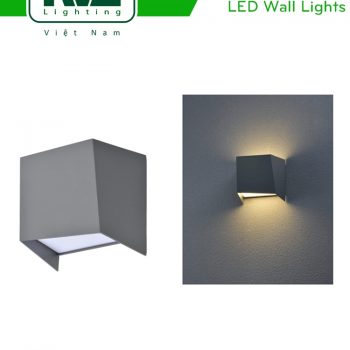 NWLED3538 - Đèn LED surface wall light gắn tường 7W IP54 80° chiếu 2 đầu kiểu Opal, dùng hành lang, ban công, thân nhôm đúc, kính cường lực trong