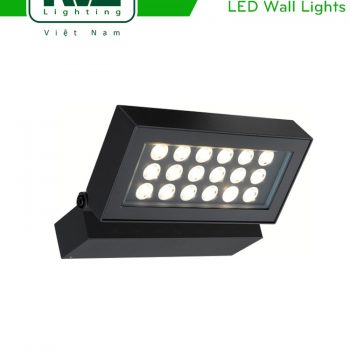 NWLED5524 36W - Đèn LED surface wall light gắn tường 30° IP54 chiếu sáng cổng ra vào, chip Cree, thân nhôm đúc, mắt vân chống chói, kính cường lực trong