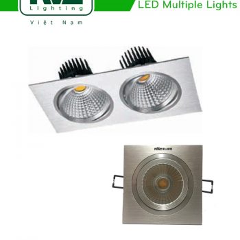 NLED501SB NLED502SB - Đèn LED multiple downlight âm trần COB, mặt nhôm phay, tản nhiệt hợp kim nhôm cao cấp, chấn lưu rời