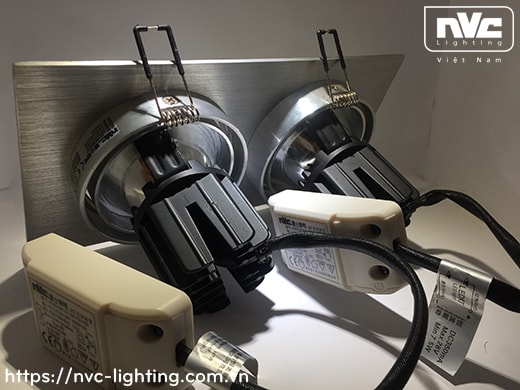 NLED502SB - Đèn LED multiple downlight âm trần đôi COB, mặt nhôm phay, tản nhiệt hợp kim nhôm cao cấp, chấn lưu rời