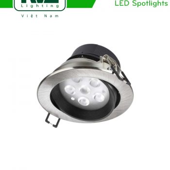 NLED1124D 4W, NLED1126D 7W, NLED1128D 9W - Đèn spotlight âm trần LED SMD nguyên khối, mặt lõm, vành xoay 60°, vân tán quang, chấn lưu liền