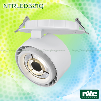 NTRLED321* 35W, CRI 90 - Đèn rọi LED COB nguyên khối 3 trong 1 (lắp thanh ray, đế gắn tường, lắp âm trần), mặt kính mờ, núm chống chói