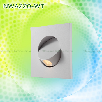 NWA220-WT/CR/SL/BK - Đèn đọc sách cá nhân gắn đầu giường, lắp âm tường mặt vuông, công suất 3W 170 lumens, góc chiếu 30 độ, công tắc tắt bật tích hợp khi ấn mặt đèn