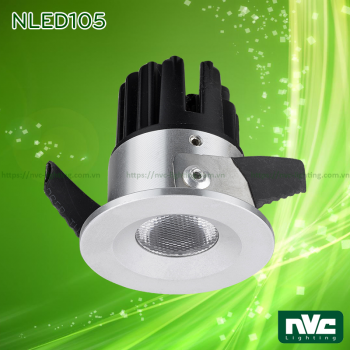 NLED105 NLED105D 2W - Đèn rọi tủ rượu LED COB nguyên khối, mắt vân kim cương chống chói, NLED105D có vành xoay 60°, mặt và tản nhiệt bằng nhôm đúc, chấn lưu rời