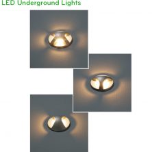DL025 DL026 DL027 3W - Đèn LED âm đất chiếu lối đi 2-3 hoặc 4 hướng, 120 lumens, Ra > 80, thân nhôm bạc anodized, IP67