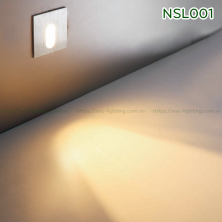 NSL001 NSL002 1W - Đèn chân cầu thang trong nhà, mặt nhôm xước dáng vuông hoặc tròn, Ra 80, độ sáng 70lm, góc chiếu 60 độ, IP20