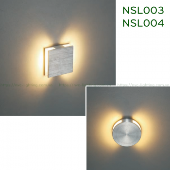 NSL003 NSL004 1W - Đèn âm bậc cầu thang trong nhà mặt vuông nhôm xước, sáng 2 bên, Ra 80, độ sáng 70lm, góc chiếu 60 độ, IP20