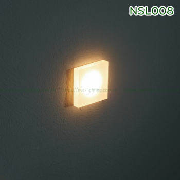 NSL008 NSL009 1W - Đèn âm bậc cầu thang trong nhà mặt vuông bằng anodized silver hoặc aluminum, Ra 80, độ sáng 70lm, góc chiếu 60 độ, IP20