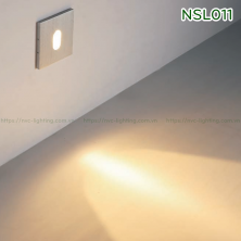 NSL011 NSL013 1W - Đèn chân cầu thang trong nhà mặt vuông nhôm xước, Ra 80, độ sáng 70lm, góc chiếu 60 độ hoặc 30 độ, IP20