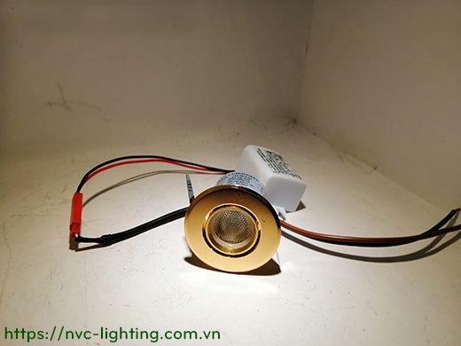 NDC001A 3W - Đèn LED mini spotlight có vành xoay, lắp tủ rượu, tủ trưng bày, cầu thang, thân nhôm đúc nguyên khối, Ra 80, sáng 120lm, 20 độ