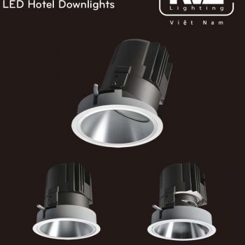 NLED8115 20W 30W Series - Đèn LED downlight khách sạn cao cấp lắp sảnh cao chiếu thẳng hoặc chiếu lệch, độ thật CRI 90, bóng ẩn chống chói, góc chiếu 15° 24° 36° 60°, góc xoay 30°, tương thích DALI