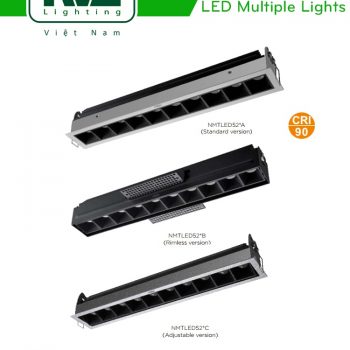 NMTLED52*A NMTLED52*B NMTLED52*C - Đèn LED multiple downlight 3 kiểu dáng thiết kế, CRI 90, công suất từ 3W tới 10x3W, tản nhiệt nhôm cao cấp